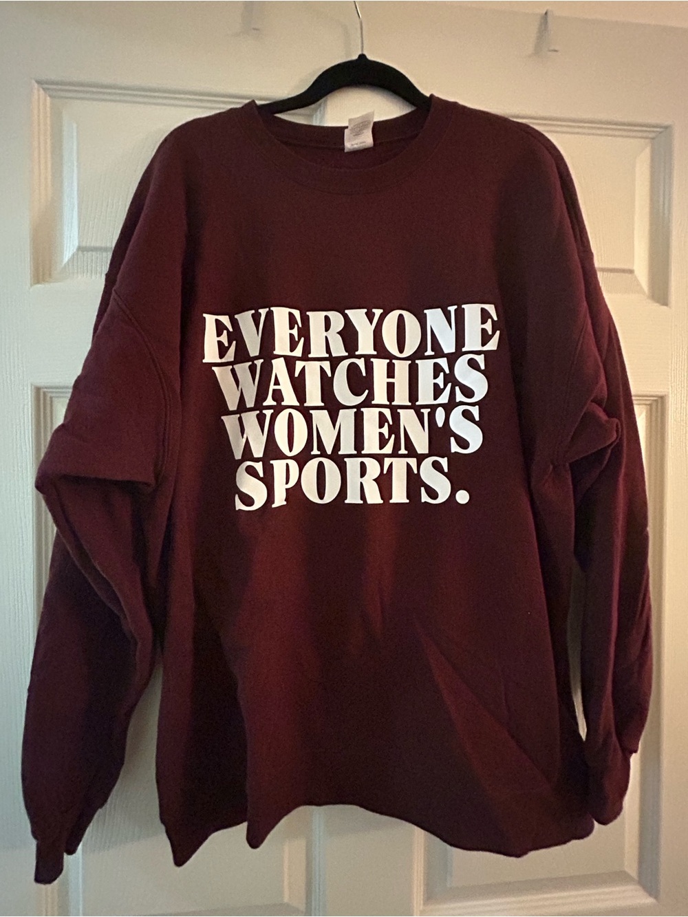 Hanes Maroon Crewneck Sweatshirt with White Slogan